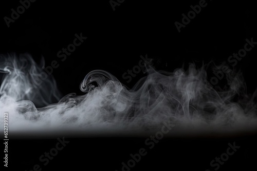 White smoke on black background. Mystical and moody vision. Enigmatic vapor. Minimalist beauty in dreamy ambiance. Mysterious abstraction. Ethereal fog on dark canvas