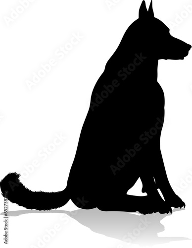 A detailed animal silhouette of a pet dog