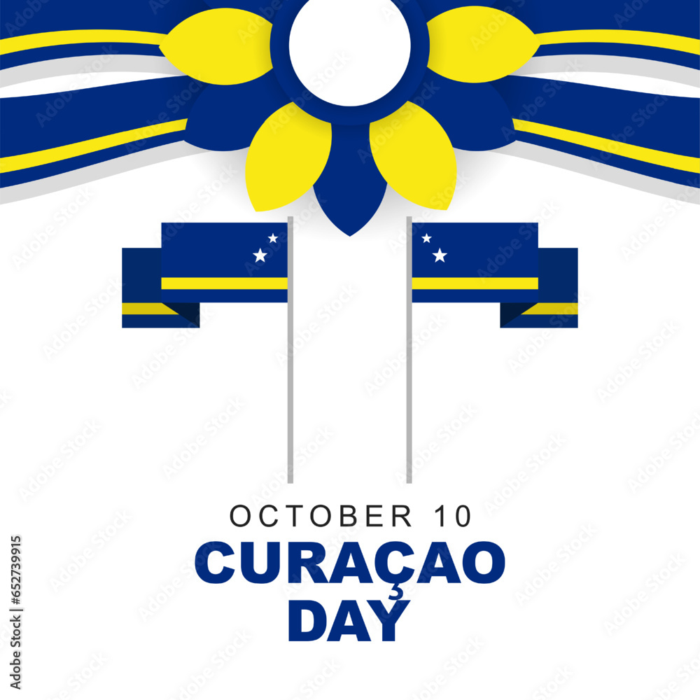 Fototapeta premium Curacao day is celebrated every year on 10 october, design with curacao flag. Vector illustration
