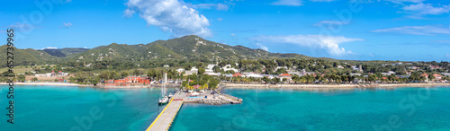 Panoramic skyline view of Saint Croix Frederiksted US Virgin Islands on Caribbean vacation. © eskystudio