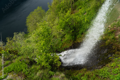 Small waterfall at the viewing platform at Ornesvingen in Norway photo