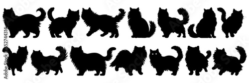 Cat silhouettes set, large pack of vector silhouette design, isolated white background