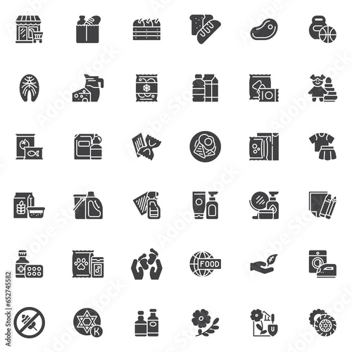 Supermarket Departments vector icons set