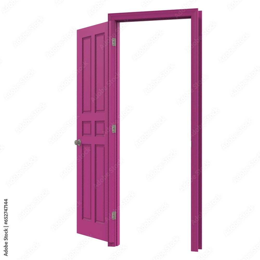 open isolated pink door closed 3d illustration rendering open isolated pink door closed 3d illustration rendering