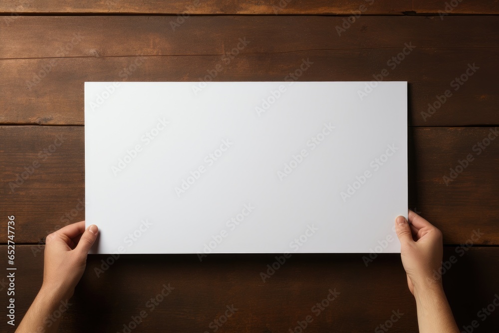 Hand holding a blank paper with isolate background. Generative AI Hand holding a blank paper with isolate background. Generative AI