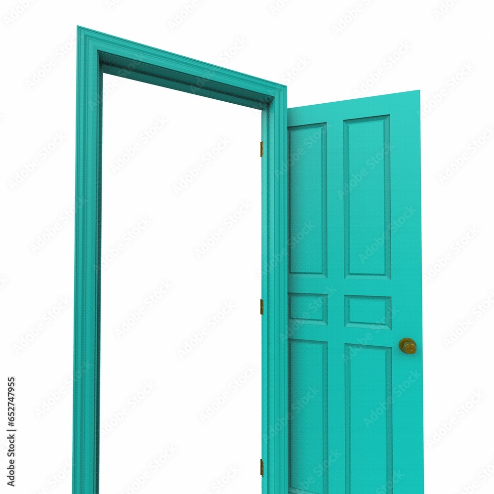 open light blue isolated door closed 3d illustration rendering open light blue isolated door closed 3d illustration rendering