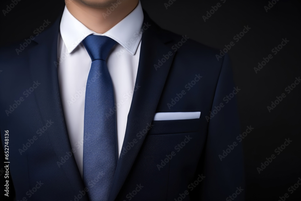 Businessman in suit and tie on black background, closeup. Generative Ai Businessman in suit and tie on black background, closeup. Generative Ai