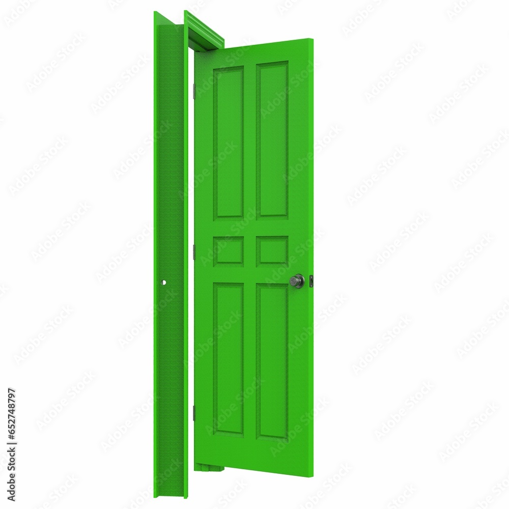 open green isolated door closed 3d illustration rendering open green isolated door closed 3d illustration rendering