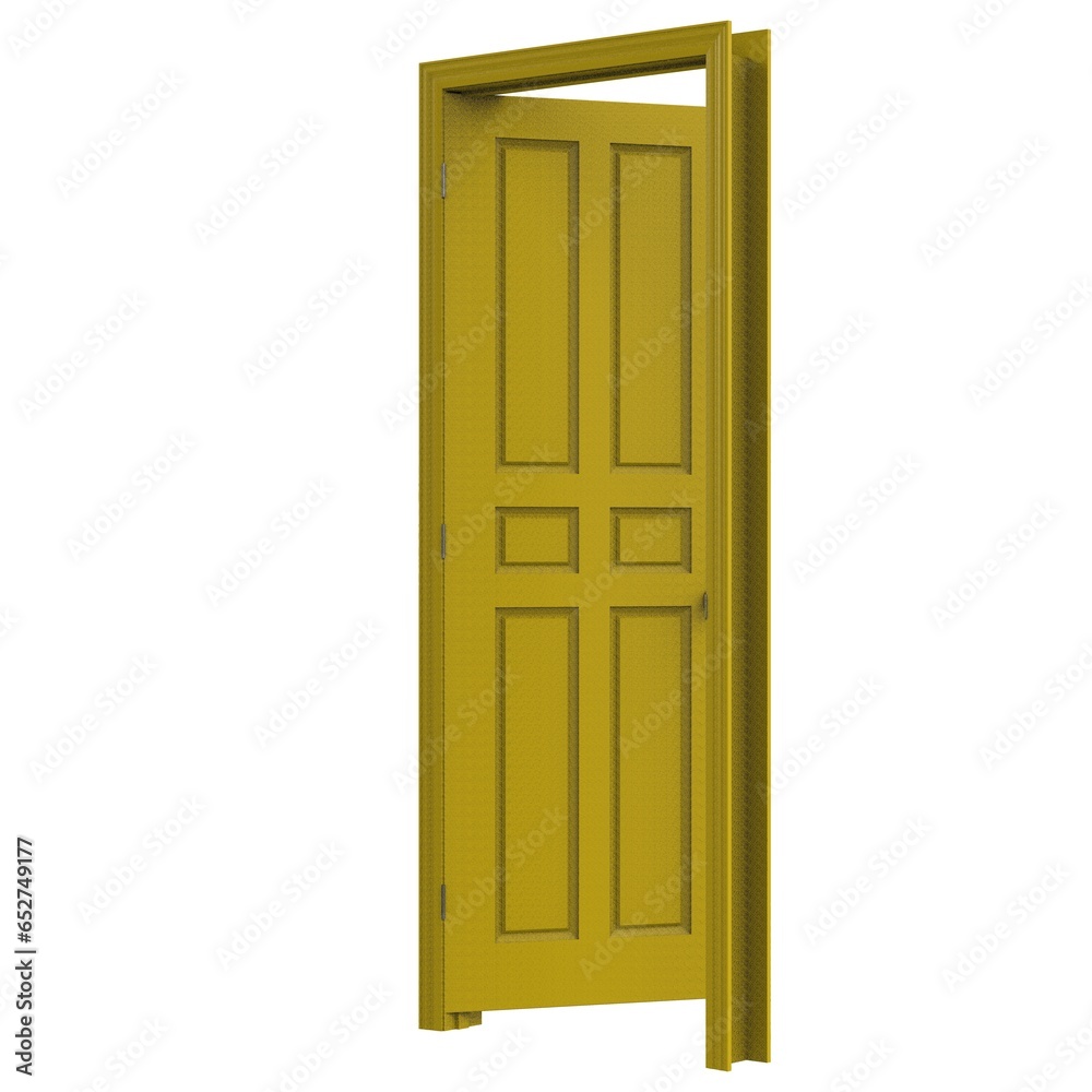 open yellow isolated door closed 3d illustration rendering open yellow isolated door closed 3d illustration rendering