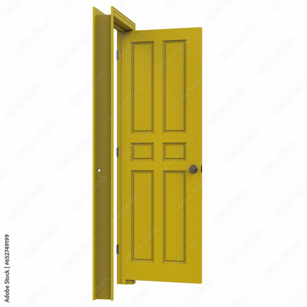 open yellow isolated door closed 3d illustration rendering open yellow isolated door closed 3d illustration rendering
