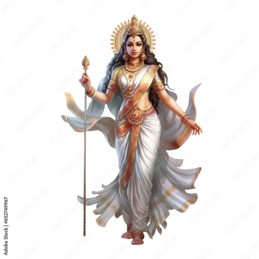 Hindu goddess watercolor illustration, generative AI
