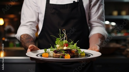 person holding a plate with salad