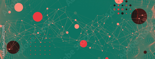 Abstract sphere background with plexus effect. 3D surface.