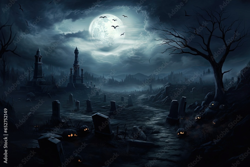 scary halloween graveyard