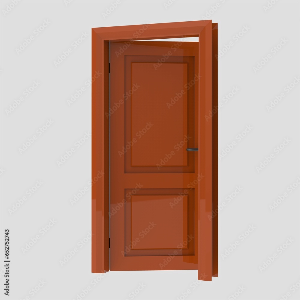 orange wooden interior door illustration set different open closed isolated white background