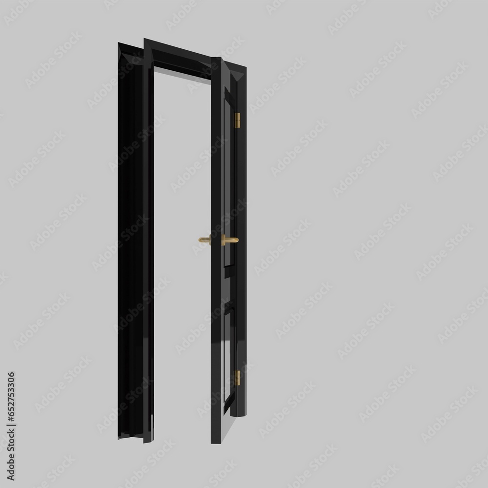 black wooden interior door illustration set different open closed isolated white background black wooden interior door illustration set different open closed isolated white background