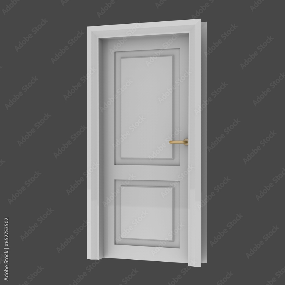 white wooden interior door illustration set different open closed isolated white background
