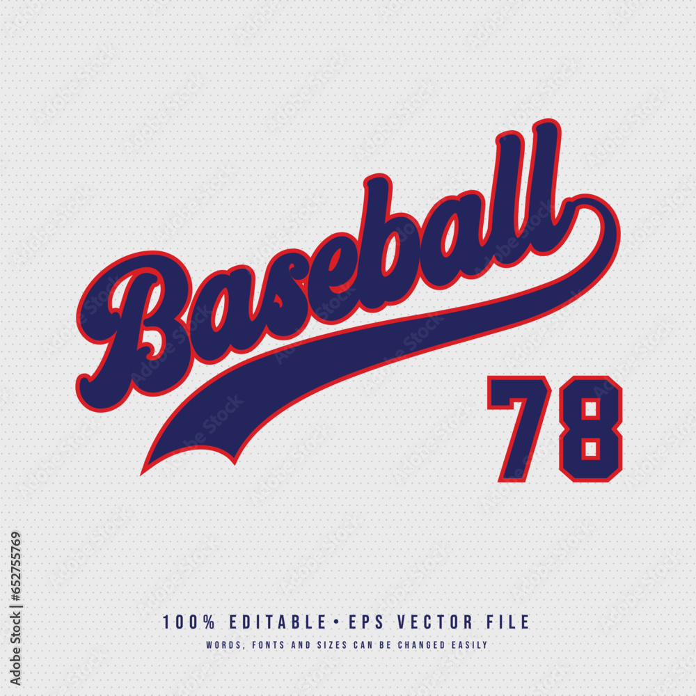 78 Text Designs Baseball 78 text effect vector. Editable college t-shirt design ...