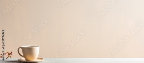 Minimalist lifestyle Coffee tea cup on table vertical aesthetic still life