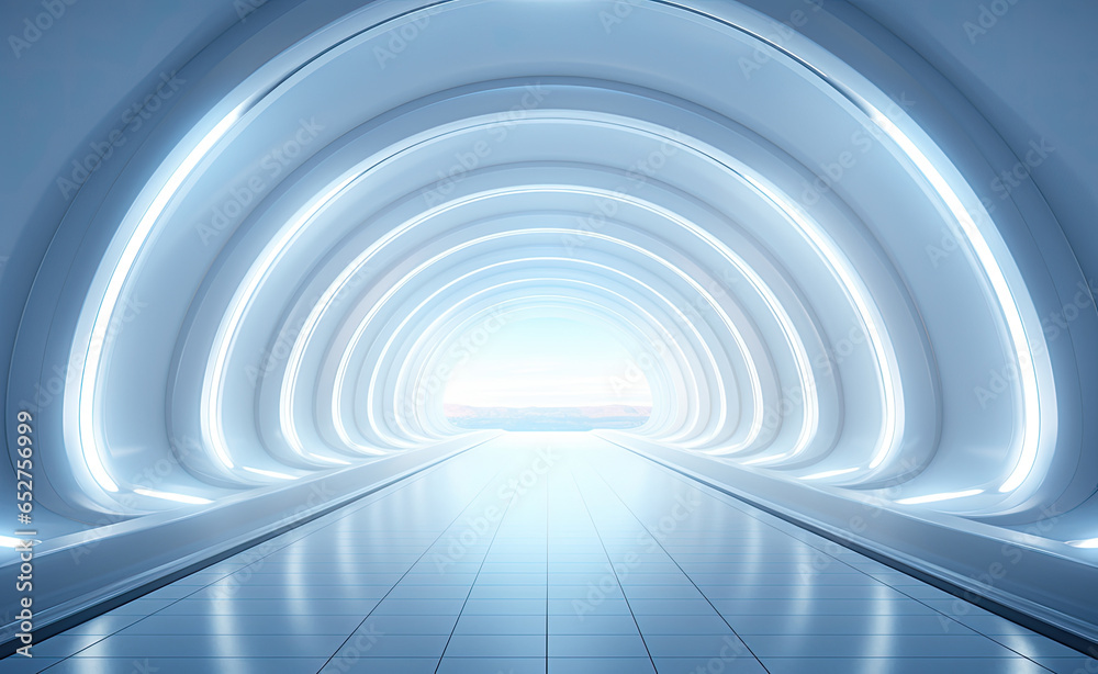 3d white, futuristic space tunnel room. 3d white, futuristic space tunnel room.