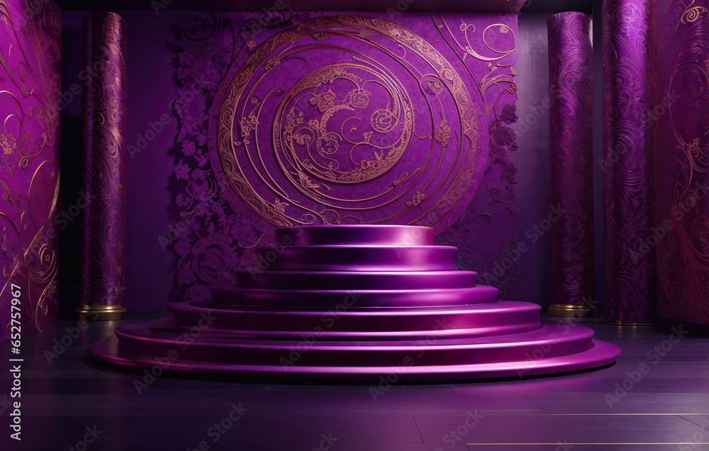 Luxury Purple Podium for Presentation, using Generative Ai