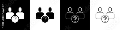 Set Complicated relationship icon isolated on black and white background. Bad communication. Colleague complicated relationship. Vector
