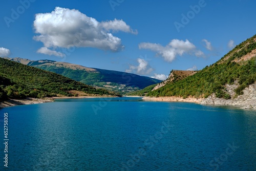 View of Fiastra lake in the Marche region, Italy