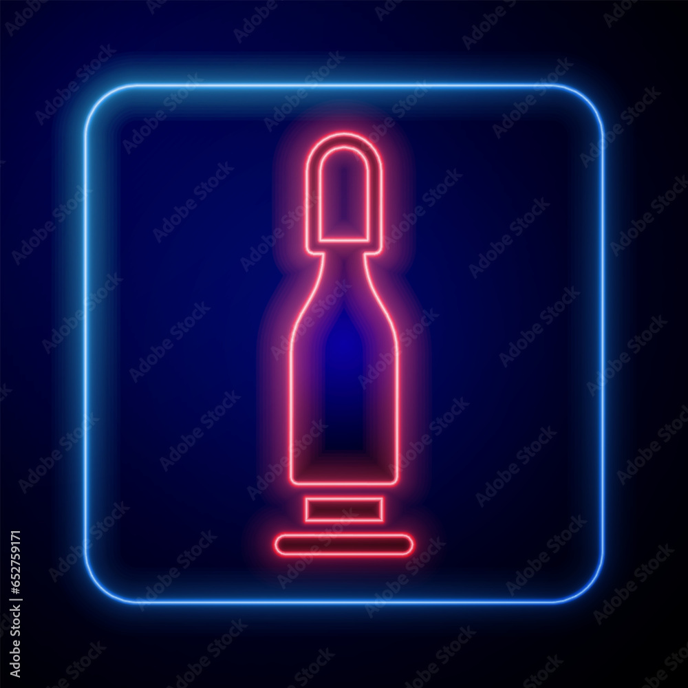 Glowing neon Bullet icon isolated on black background. Vector Glowing neon Bullet icon isolated on black background. Vector