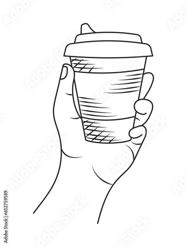 eco coffee cup draw in hand