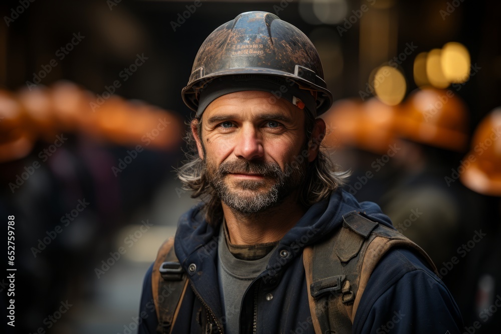 Construction worker with a hard hat, symbolizing dedication to building, Generative AI Construction worker with a hard hat, symbolizing dedication to building, Generative AI