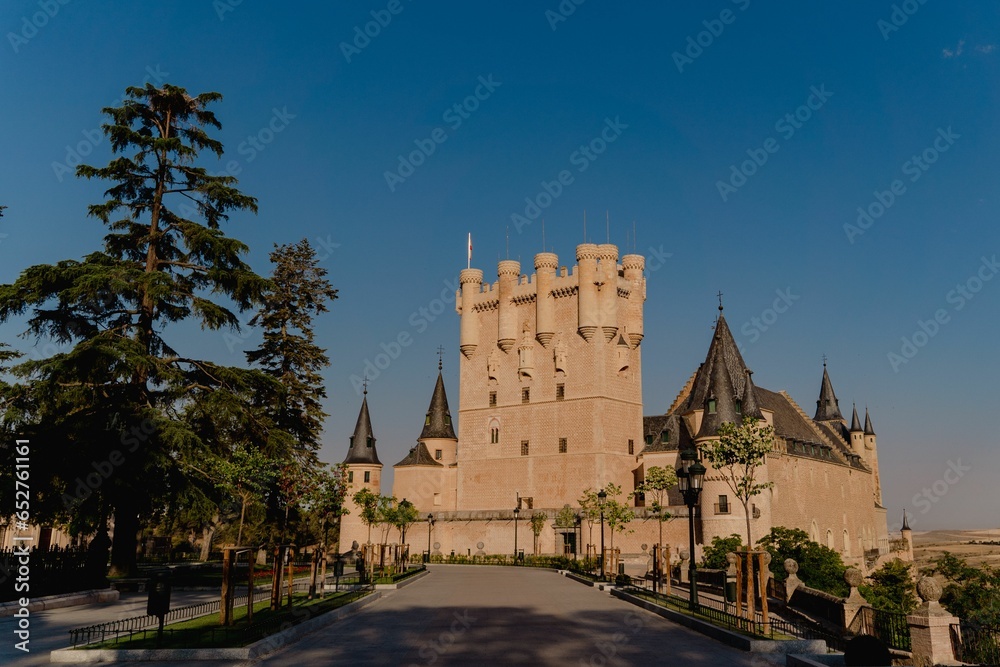 Fototapeta premium Beautiful view of the historic Alcazar Castle against a clear sky, Segovia, Spain