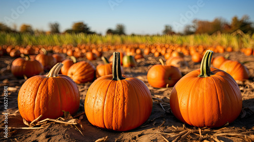 pumpkins on a pumpkin patch farm autumn fall festival with lights 