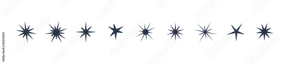 Set of star shapes. Vector design stars sparkles. Templates for design, posters, projects, banners, logo, and business cards Set of star shapes. Vector design stars sparkles. Templates for design, posters, projects, banners, logo, and business cards