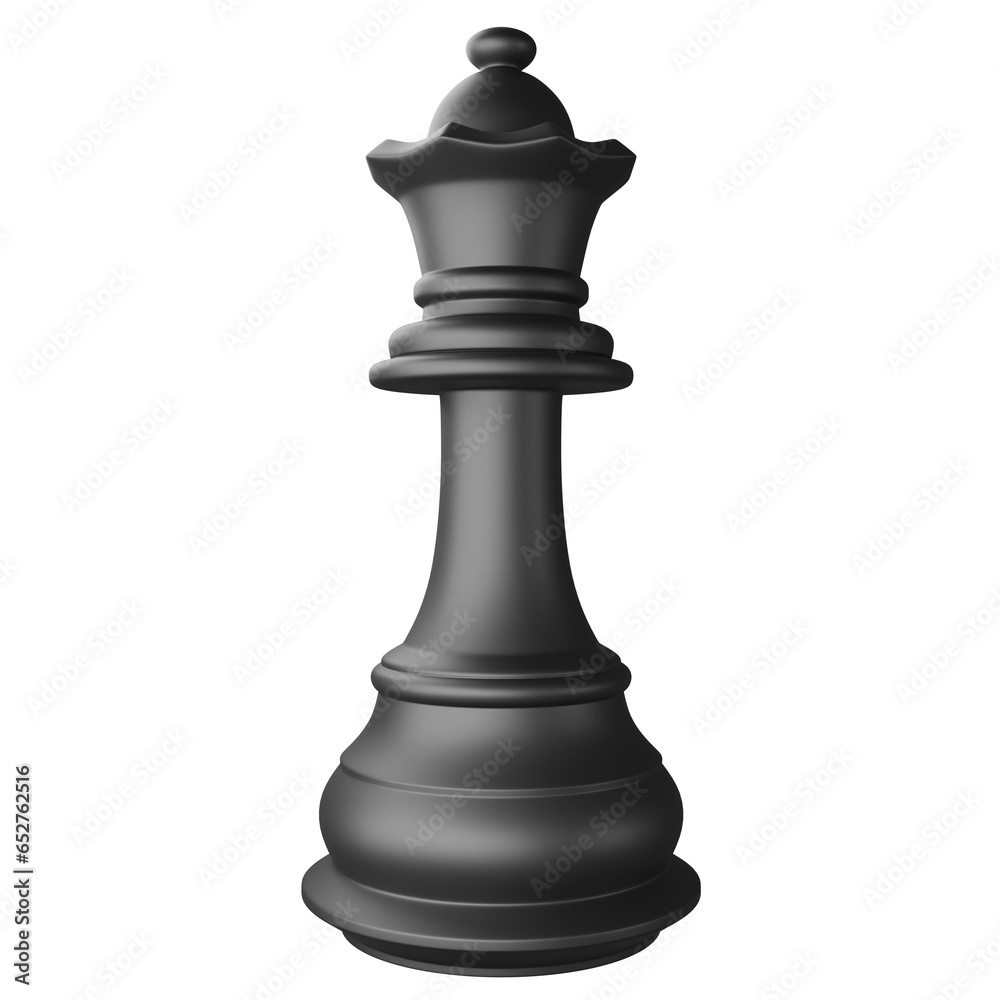 Black queen chess piece clipart flat design icon isolated on transparent background, 3D render chess and board game concept Black queen chess piece clipart flat design icon isolated on transparent background, 3D render chess and board game concept