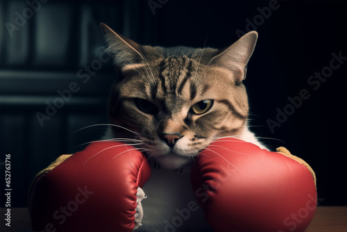 a boxing cat