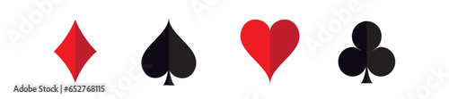 Vector illustration of four suits of playing cards: hearts, diamonds, spades and clubs photo