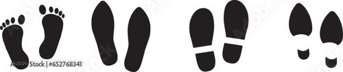 Vector design of footprints with different shoes isolated on a white background