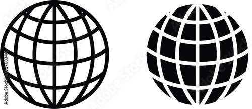 Vector design of a set of earth globe icons isolated on a white background