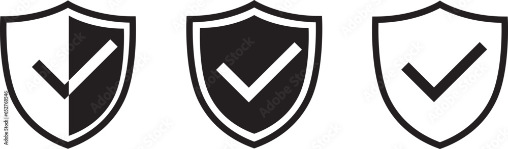 Shield check mark icon vector illustration - obrazy, fototapety, plakaty 