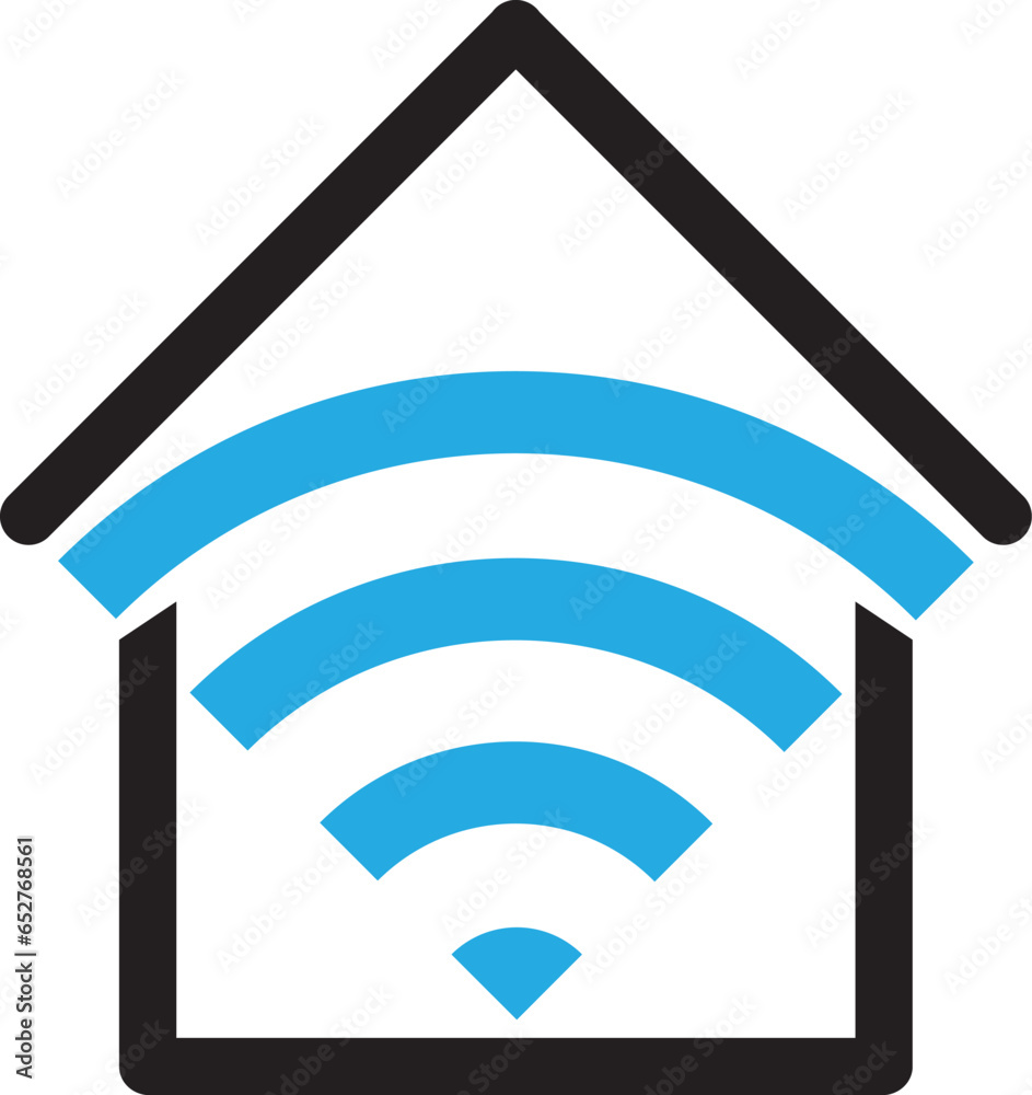 Vector design of a house and wifi icons against a white background Vector design of a house and wifi icons against a white background