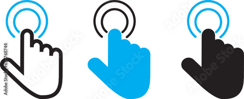 Hand click vector icon. Clicking pointer