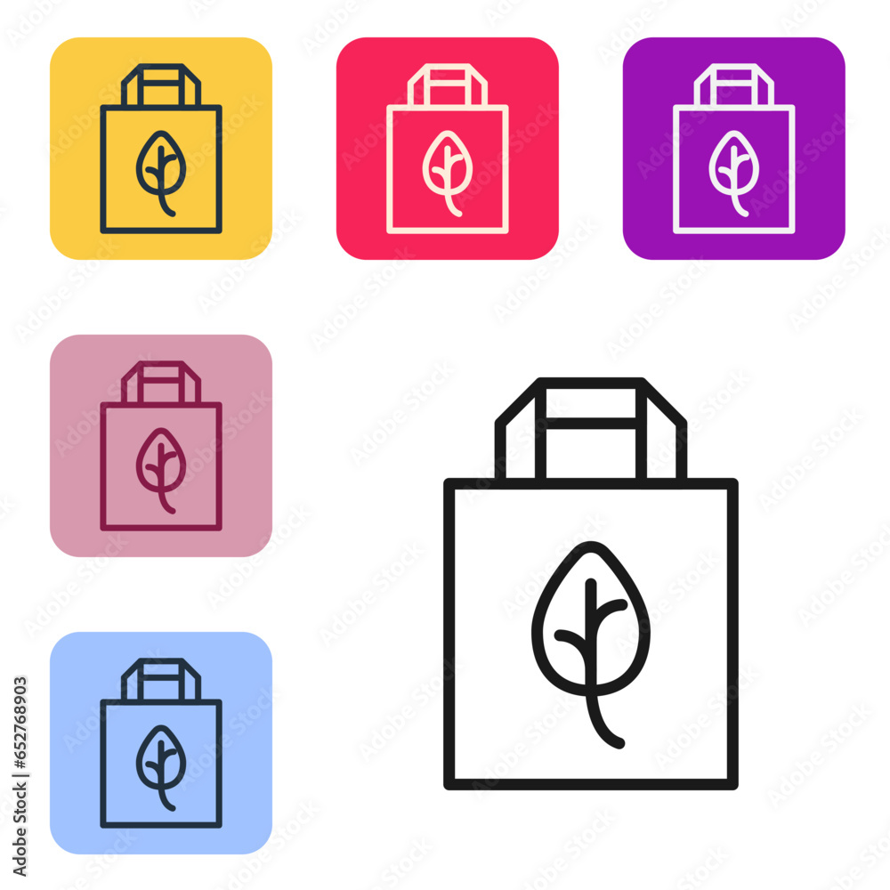Black line Paper shopping bag with recycle icon isolated Black line background. Bag with recycling symbol. Set icons in color square buttons. Vector Black line Paper shopping bag with recycle icon isolated Black line background. Bag with recycling symbol. Set icons in color square buttons. Vector