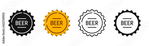 Beer bottle cap vector set. Bottle cap icon, beer label photo