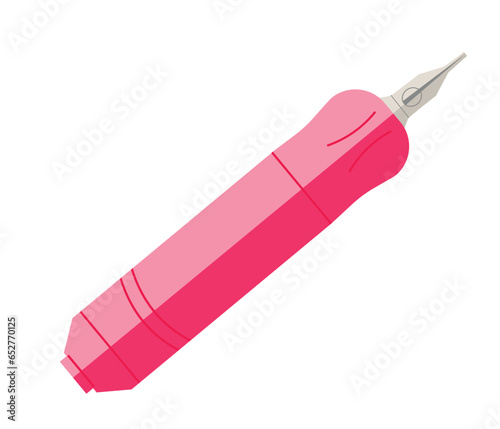 Pen like tattoo or permanent makeup machine with cartridge, isolated vector illustration in flat style