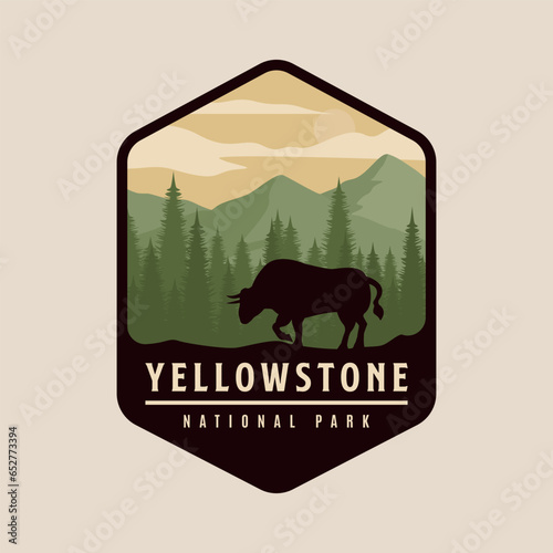 yellowstone national park logo vintage icon and symbol vector illustration design.