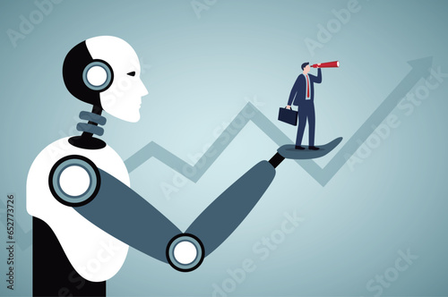 Artificial intelligence helping businessman make strategy and forecast.