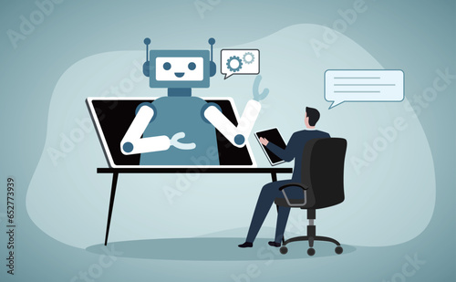 Chatbot customer service abstract concept vector illustration. Customer service bot, AI in retail, e-commerce chatbot, self-service experience, online client support, web chat abstract metaphor.