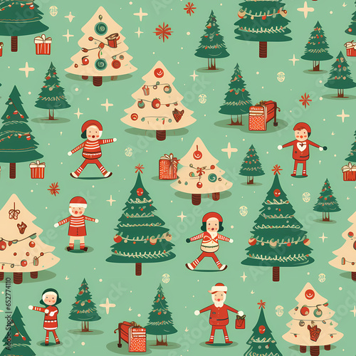 Christmas is here! Varied Pattern Cartoon Illustration. Generative AI illustration.