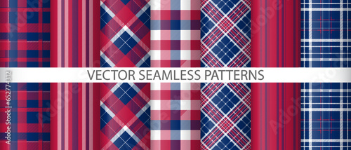 Set check fabric vector. Background textile seamless. Texture tartan plaid pattern.