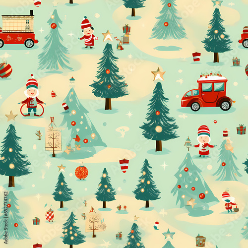 Christmas is here  Varied Pattern Cartoon Illustration. Generative AI illustration.